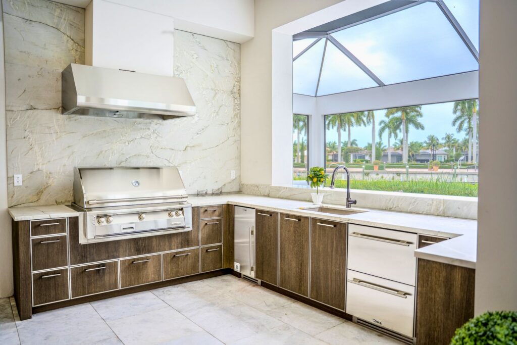 Outdoor Kitchen Addition to Patio Remodel in Estero Florida Miromar Lakes Community - NV Construction 18x12